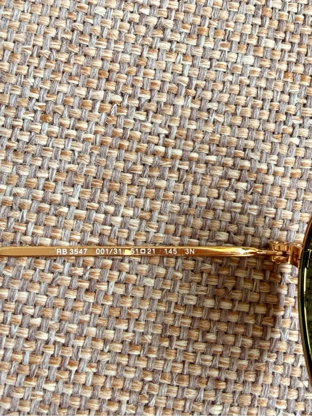 Ray-Ban RB3547 Gold Oval Sunglasses G-15 Green Lenses 51-21 Made Italy